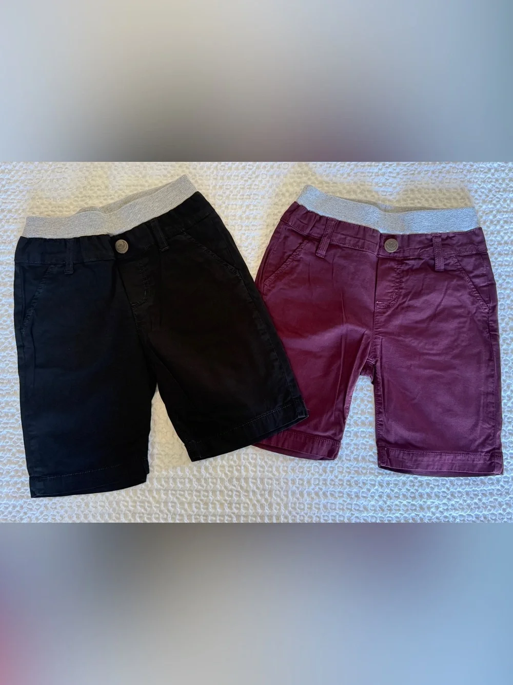 Two Hoonana Kids Stretch Waist Shorts - Black & Burgundy Size 6